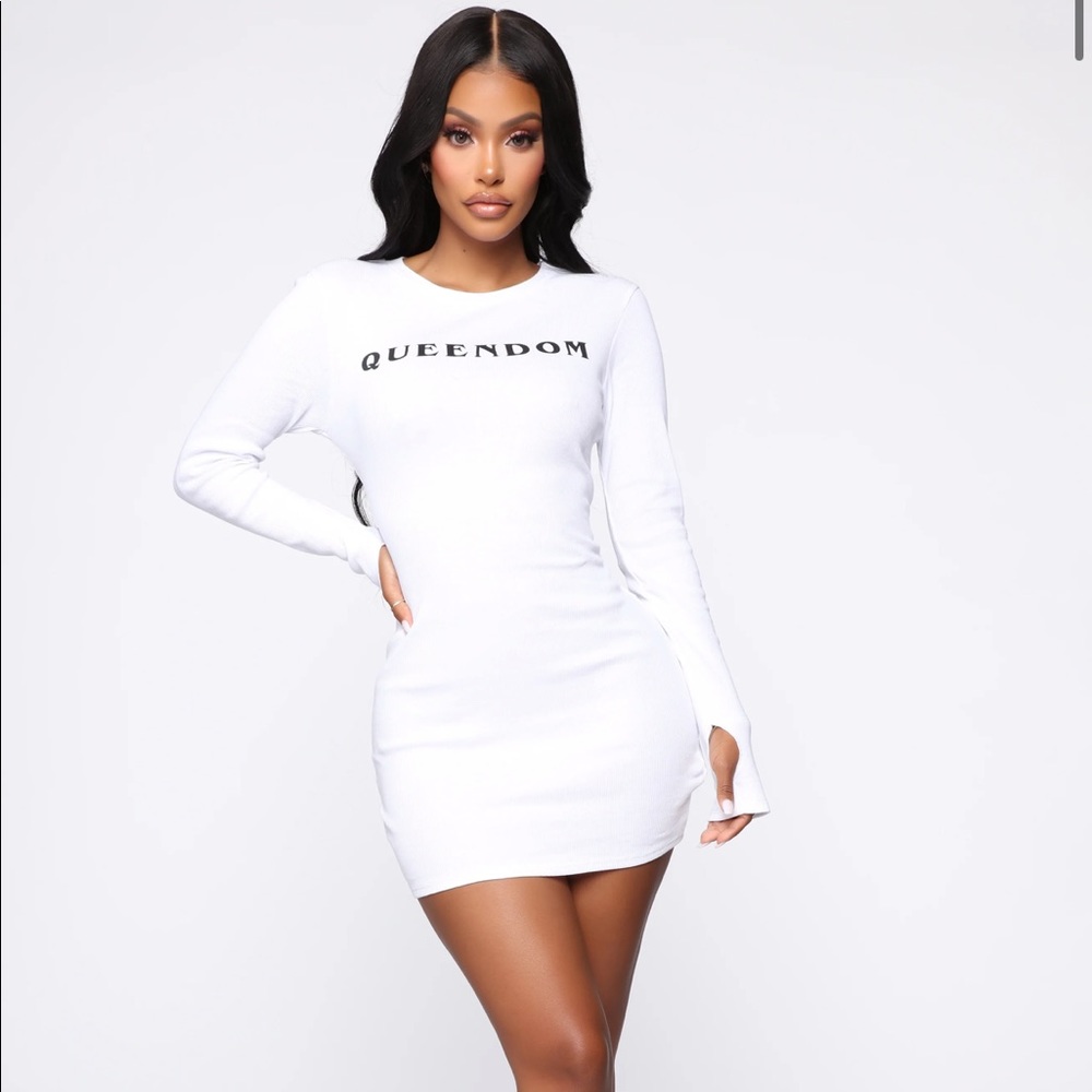 Fashion Nova White Long Sleeve Dress